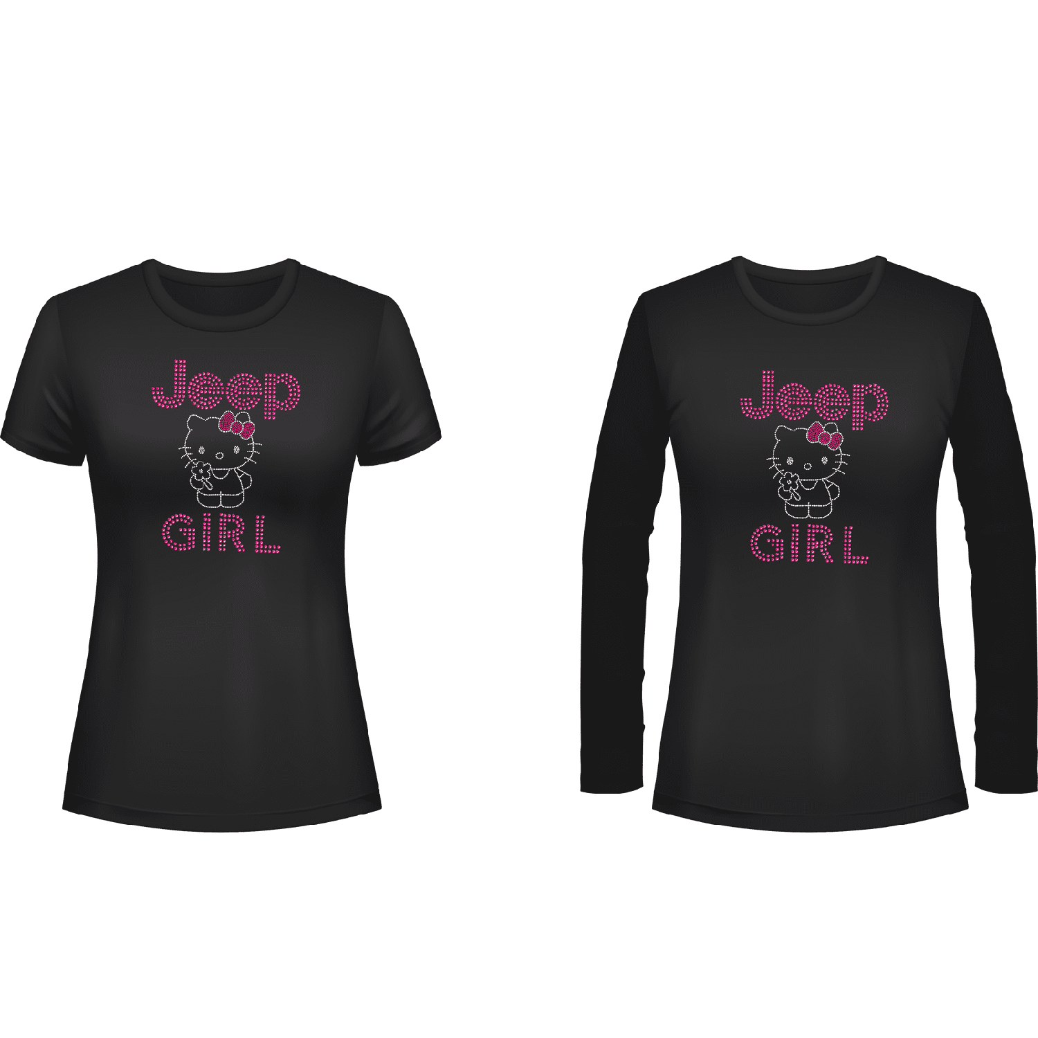 Hi Kitty Jeeper  Rhinestone Tee Short or Long  Sleeve MM